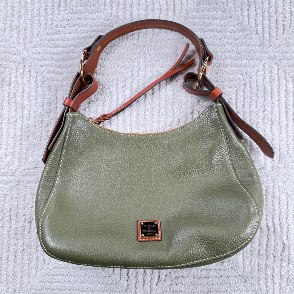 Dooney & Bourke Riley Hobo Shoulder Bag Womens Small Olive Green Pebbled Leather